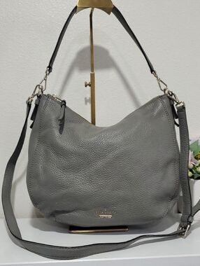 Kate Spade New York Gray Pebbled Leather Hobo Shoulder/Crossbody Bag